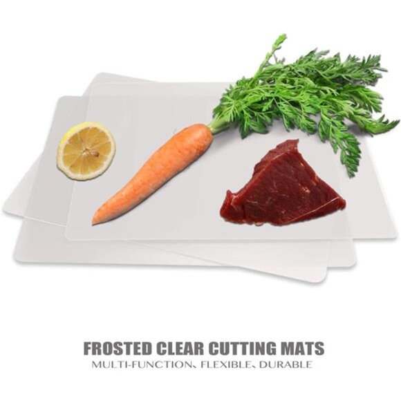 Fotouzy Flexible Plastic Cutting Boards for Kitchen, 4 Frosted Clear Cutting - Picture 4 of 8